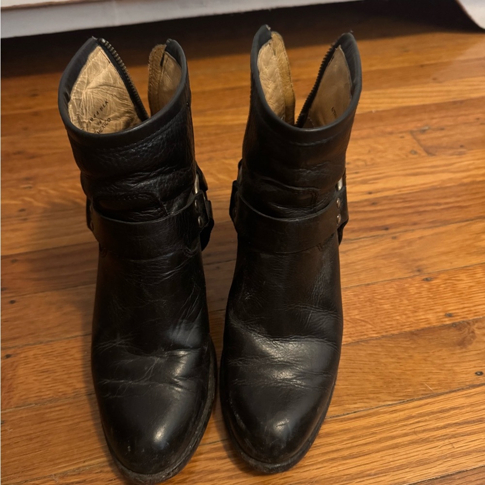 Frye Black Leather Ankle Boots